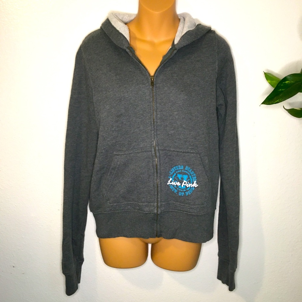 Pink Victoria’s Secret Zip Up Hoodie Gray